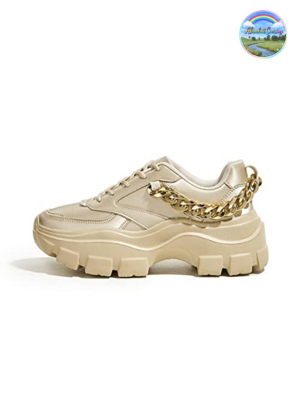Platform Sneakers Lace-Up Lightweight Block Heel Walking Shoes